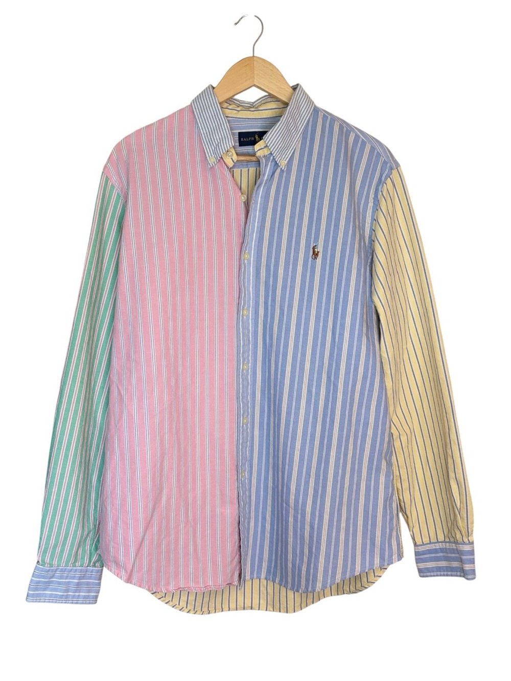 Ralph Lauren Patchwork Men’s Button-Down Shirt Multicolor Prep Oxford Size Large